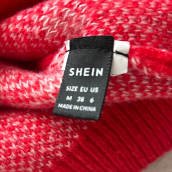 Cozy Red and White Heart Women's Sweater - Picture 5 of 6